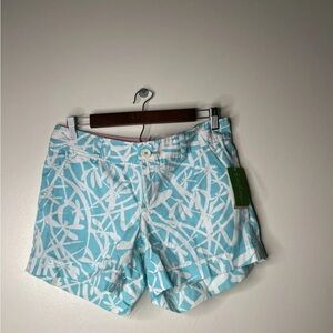 Lilly Pulitzer Size 6 Turquoise White Dragonfly "Light My Fire" Callahan Shorts